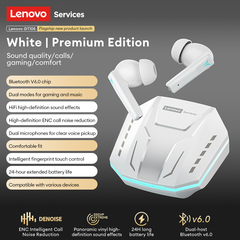 Outdoor Sport Doo - Lenovo GT105 Игровые наушники Bluetooth 6.0,